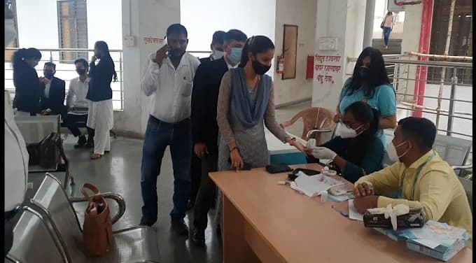Patients at the MyLabs reception counter